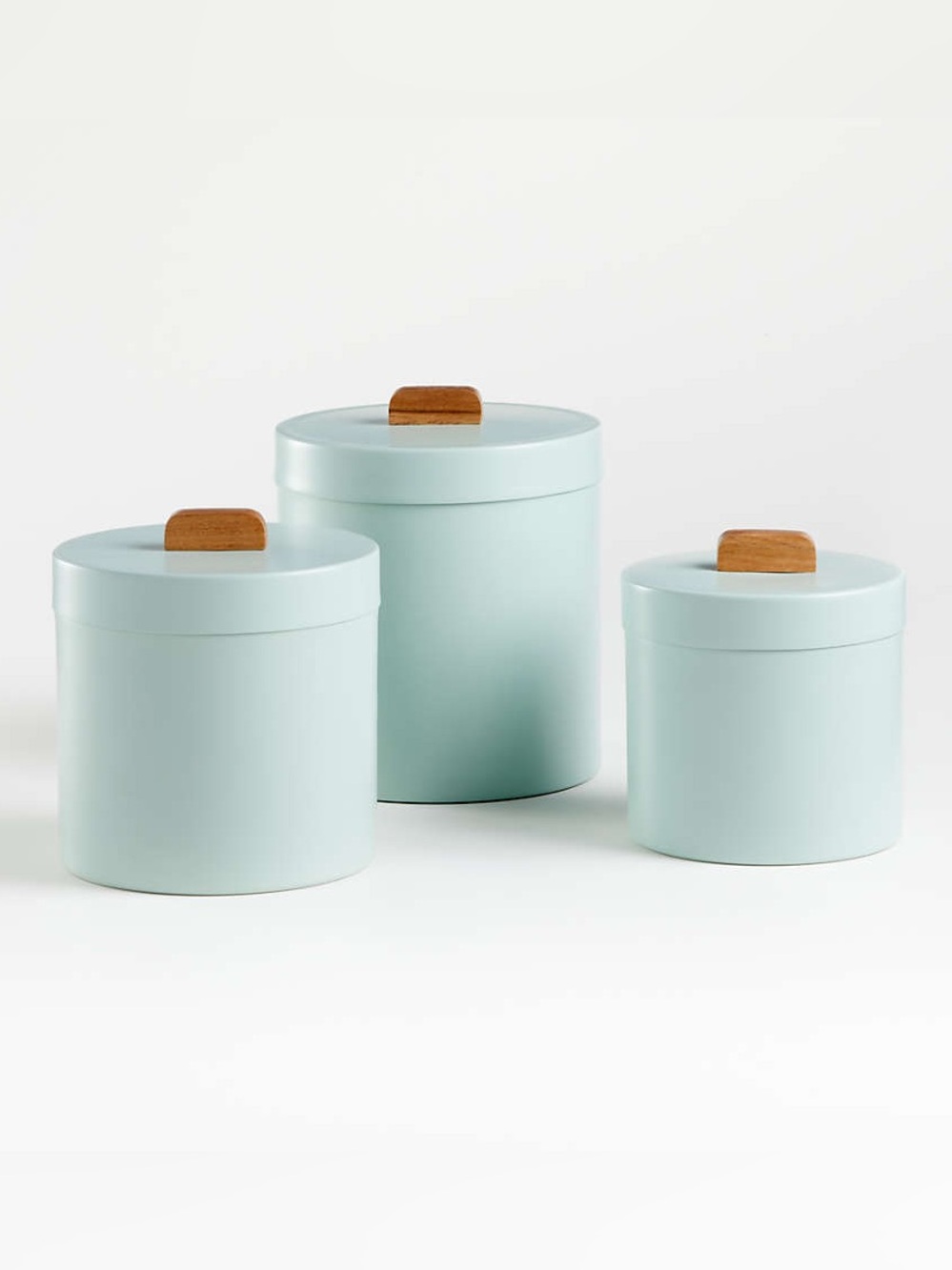 Set of 3 Mint Green Crate and Barrel Canisters